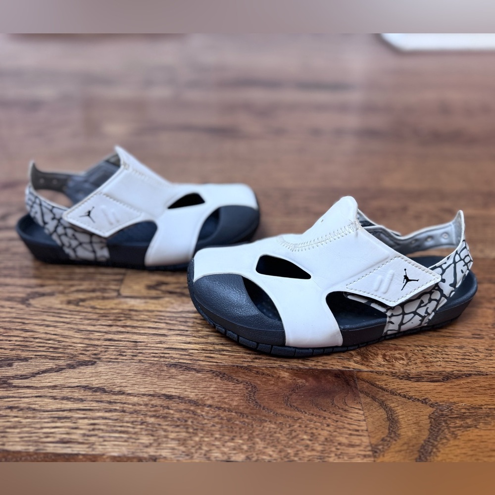 Nike Jordan White and Gray Sandals